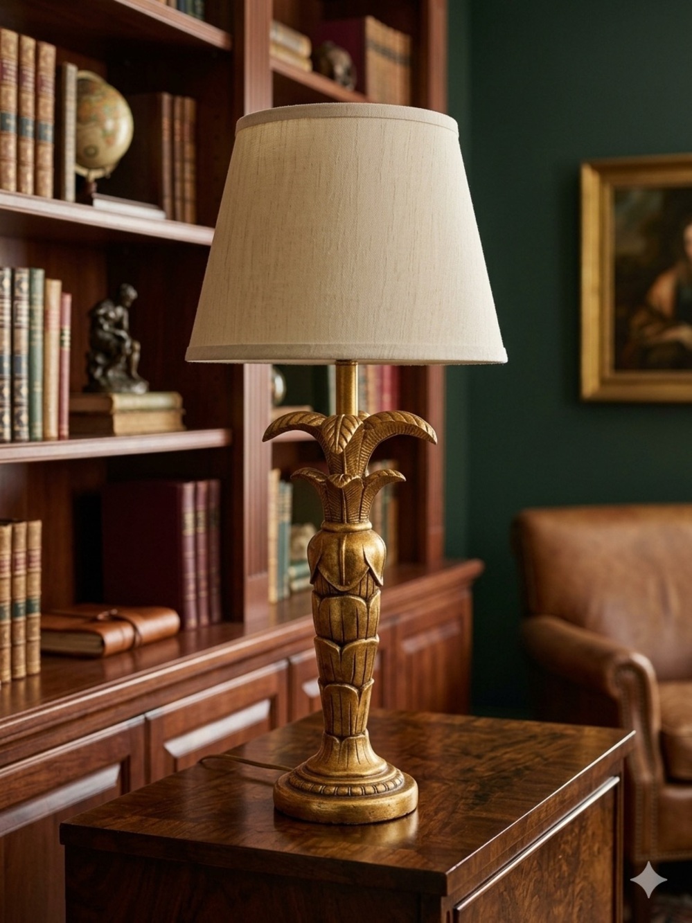 Vintage Gold Palm Tree Lamp
Maison Jansen Hollywood
Regency Style Cast Plaster